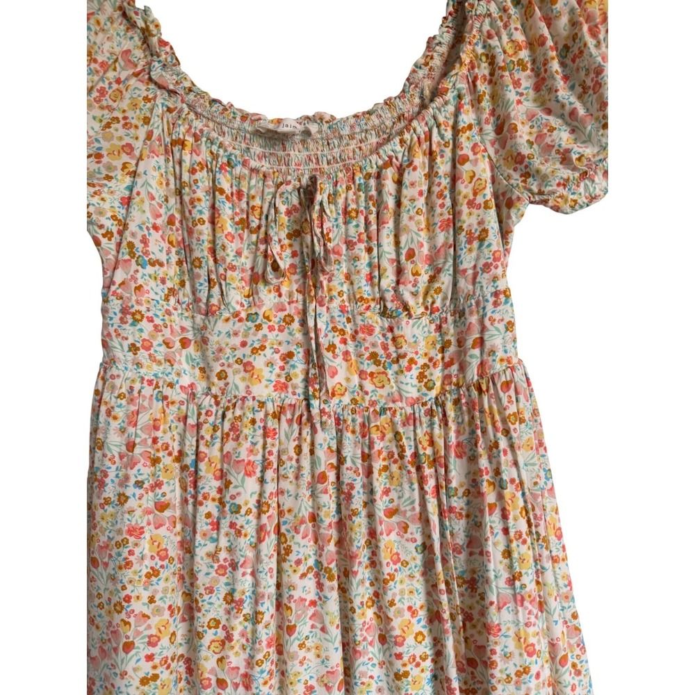 Cottagecore Feminine Coco + Jaimeson Floral Peasant Mini Dress Puff Sleeve Sz M - Picture 4 of 12